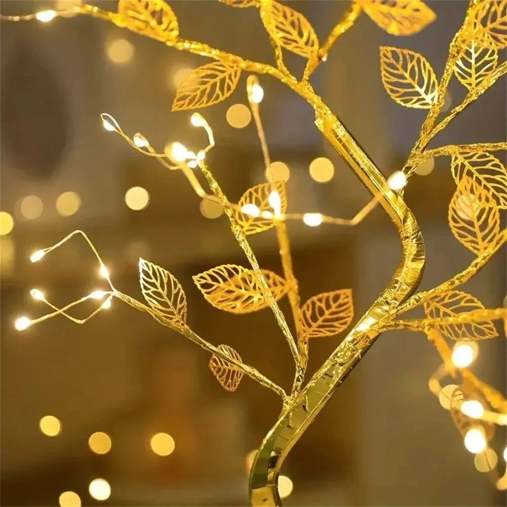 LED Rose Leaf Table Lamp USB Christmas Tree Fairy Light Night Lights Home DIY Party Wedding Bedroom Decoration Mother's Day Gift The Home Essentials
