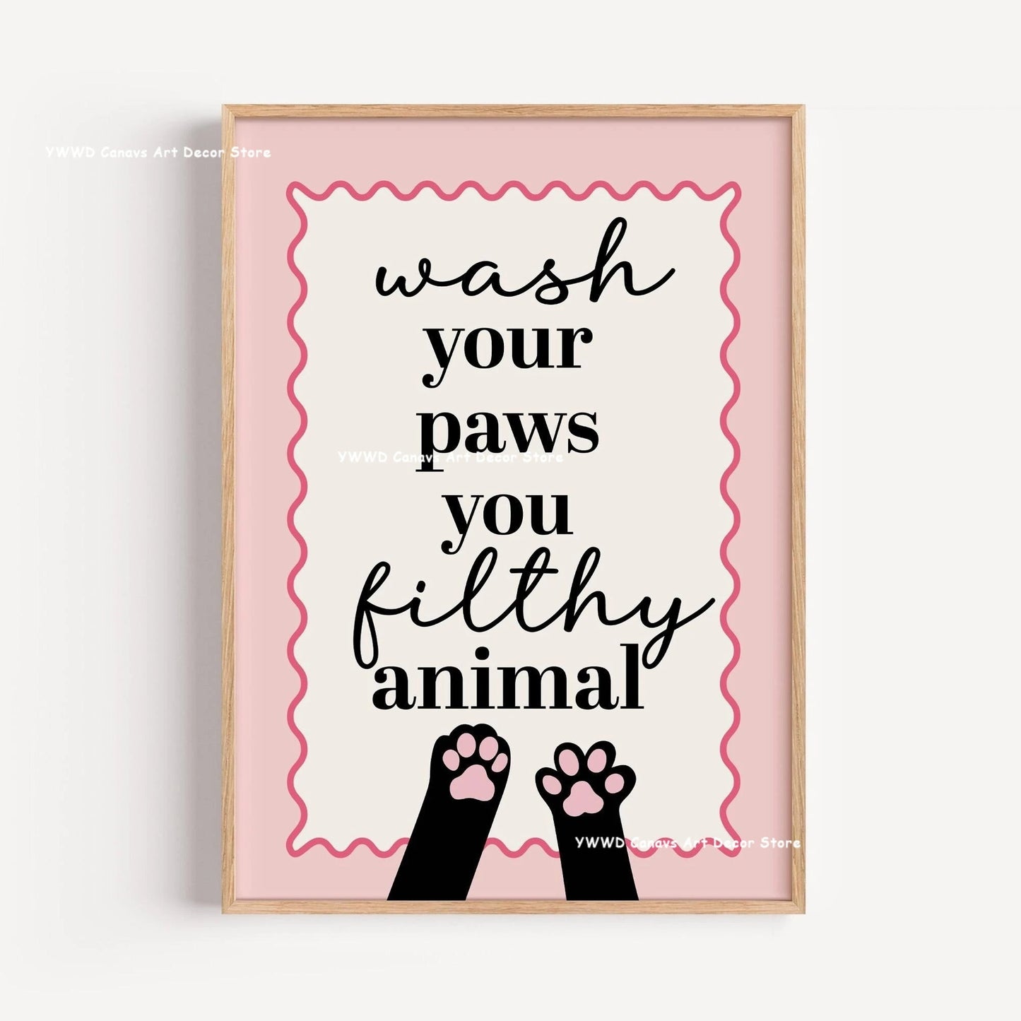 Wash Your Paws Black Cat Animal Canvas Print Funny Bathroom Quote Wall Art Poster for Modern Living Room Toilet Home Decor Gifts The Home Essentials