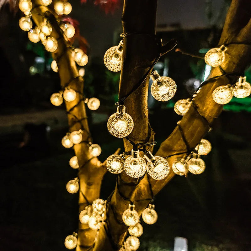 Solar Bubble Balls Lamp String Lights Outdoor Water Drops Outdoor Waterproof Orb Christmas Lights Patio Holiday Party The Home Essentials