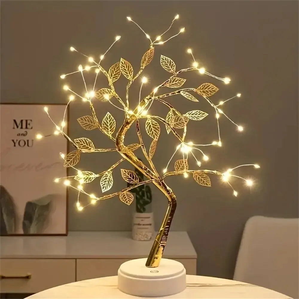 LED Rose Leaf Table Lamp USB Christmas Tree Fairy Light Night Lights Home DIY Party Wedding Bedroom Decoration Mother's Day Gift The Home Essentials