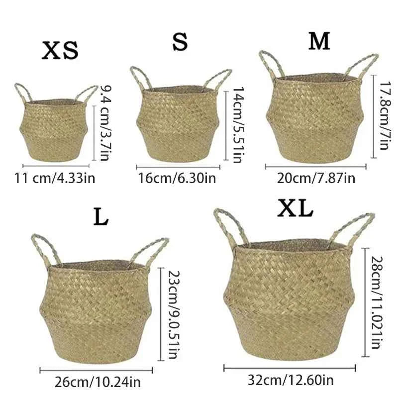 New Straw Weaving Flower Plant Pot Basket Grass Planter Basket Indoor Outdoor Flower Pot Plant Containers Dirty Basket