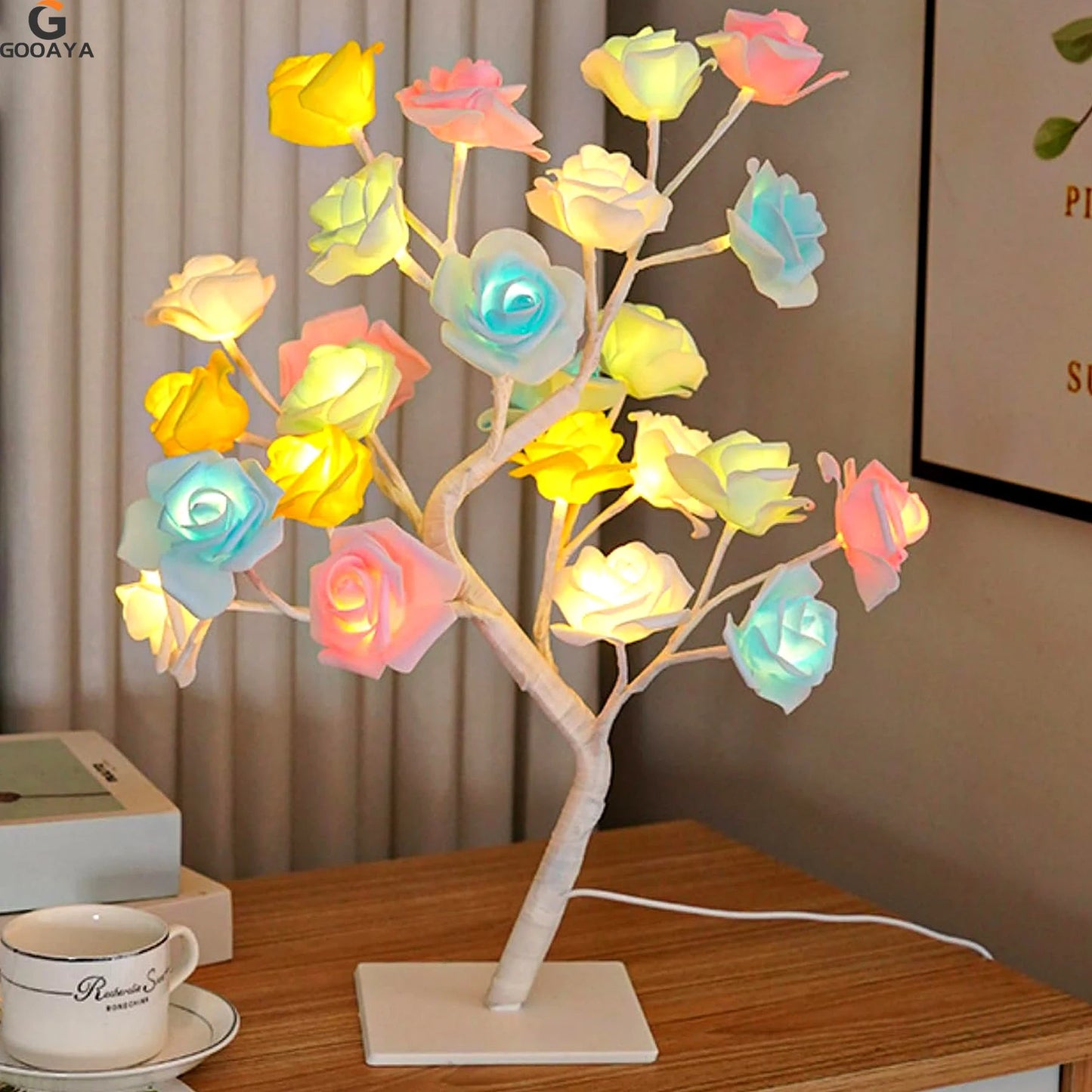 LED Rose Leaf Table Lamp USB Christmas Tree Fairy Light Night Lights Home DIY Party Wedding Bedroom Decoration Mother's Day Gift The Home Essentials