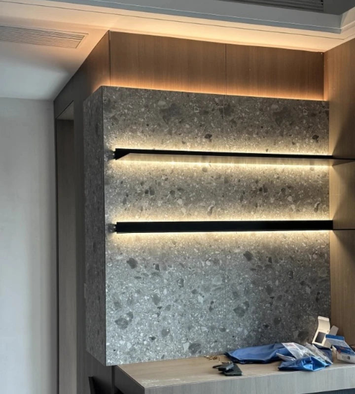 Luminous LED Storage Rack Aluminum Alloy Wall Holder L-shaped One-word Bookshelf for Living Room Metal Glowing Display Shelf The Home Essentials