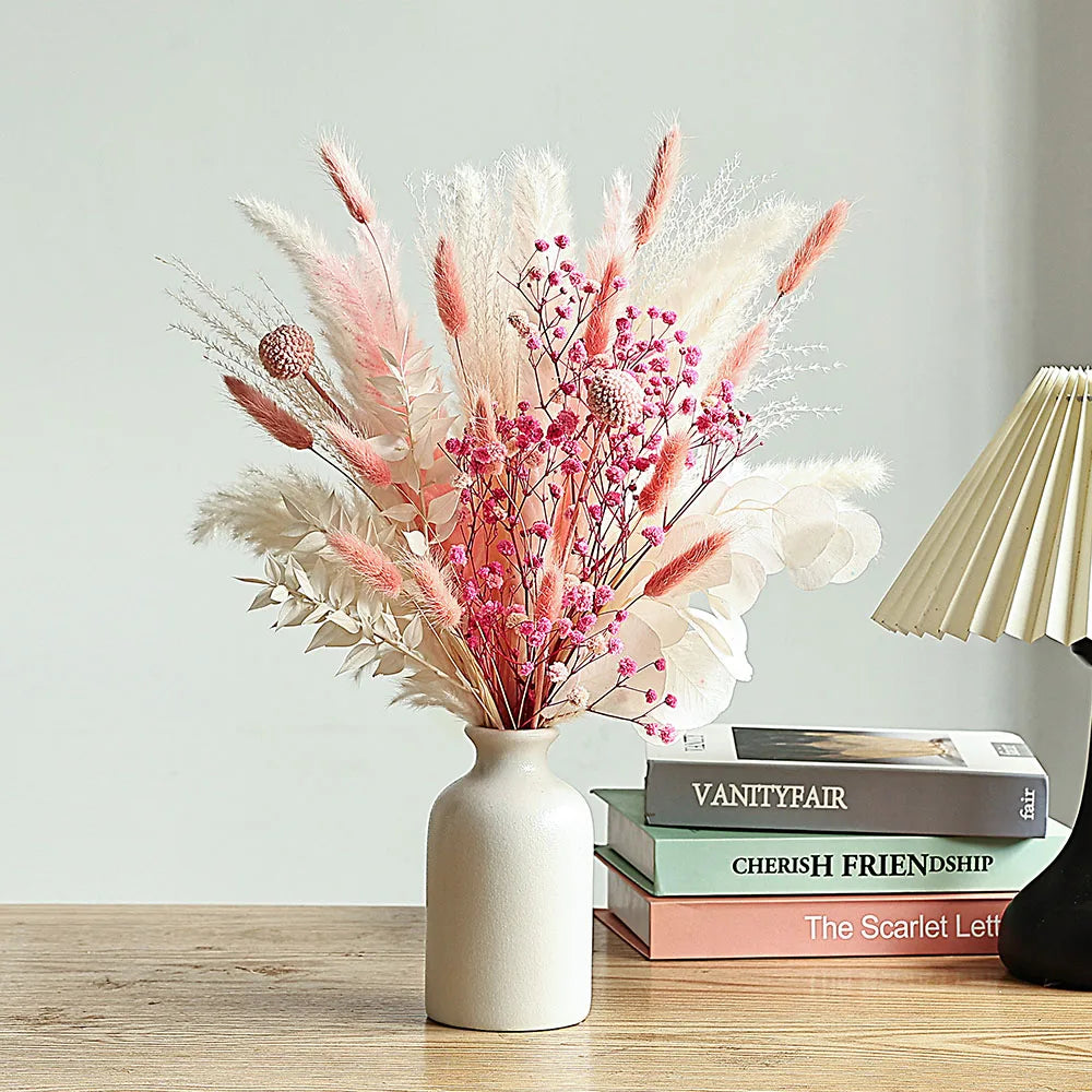 Pink White Dried Flowers Mariage Bouquet Centerpieces for Weddings Natural Pampas Grass Real Gypsophile Nordic Boho Home Decor The Home Essentials