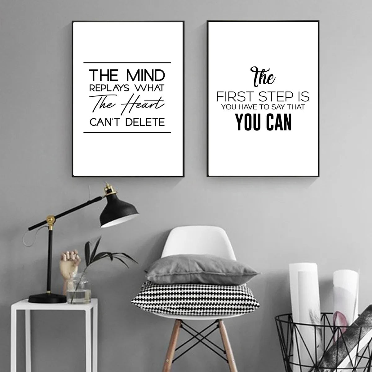 Canvas Painting Positive Energy Phrases Motivational Words Quote Poster Black and White Minimalist Wall Art Pictures Home Decor The Home Essentials