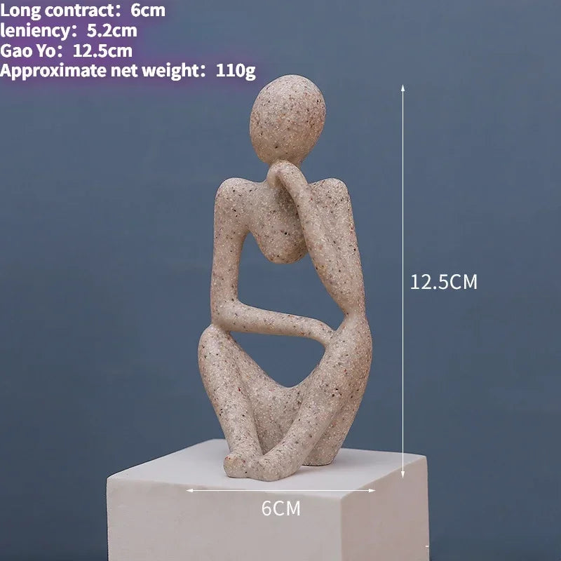 Sand Color The Thinker Abstract Statues Sculptures Yoga Figurine Nordic Living Room Home Decor Decoration Maison Desk Ornaments The Home Essentials