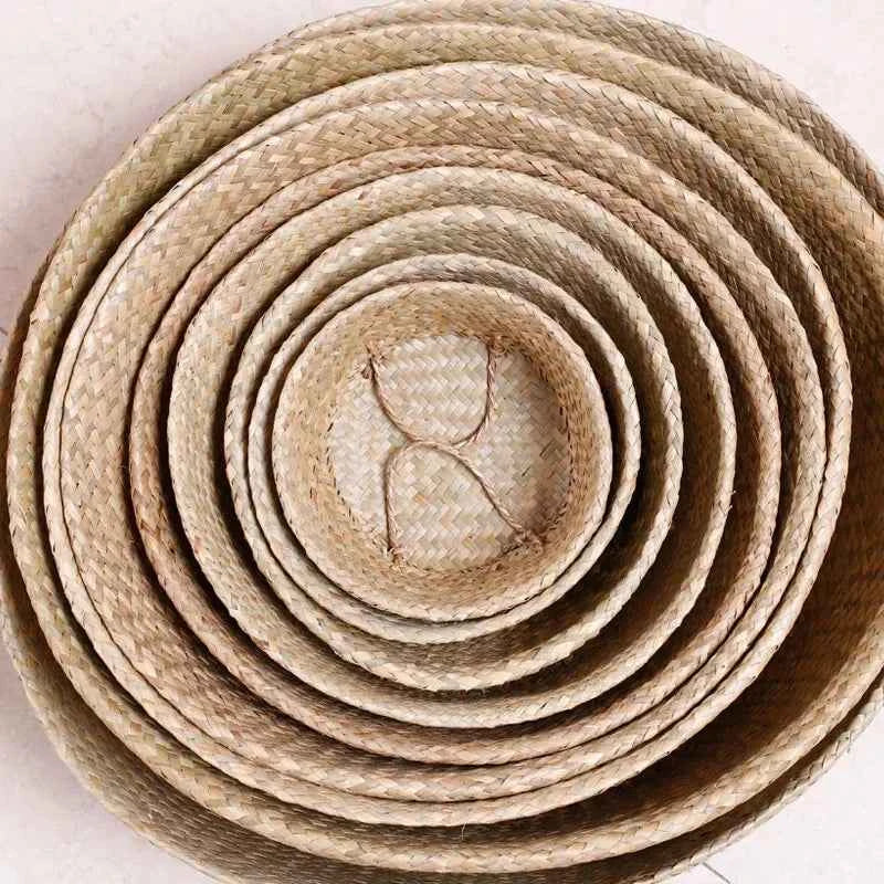 New Straw Weaving Flower Plant Pot Basket Grass Planter Basket Indoor Outdoor Flower Pot Plant Containers Dirty Basket