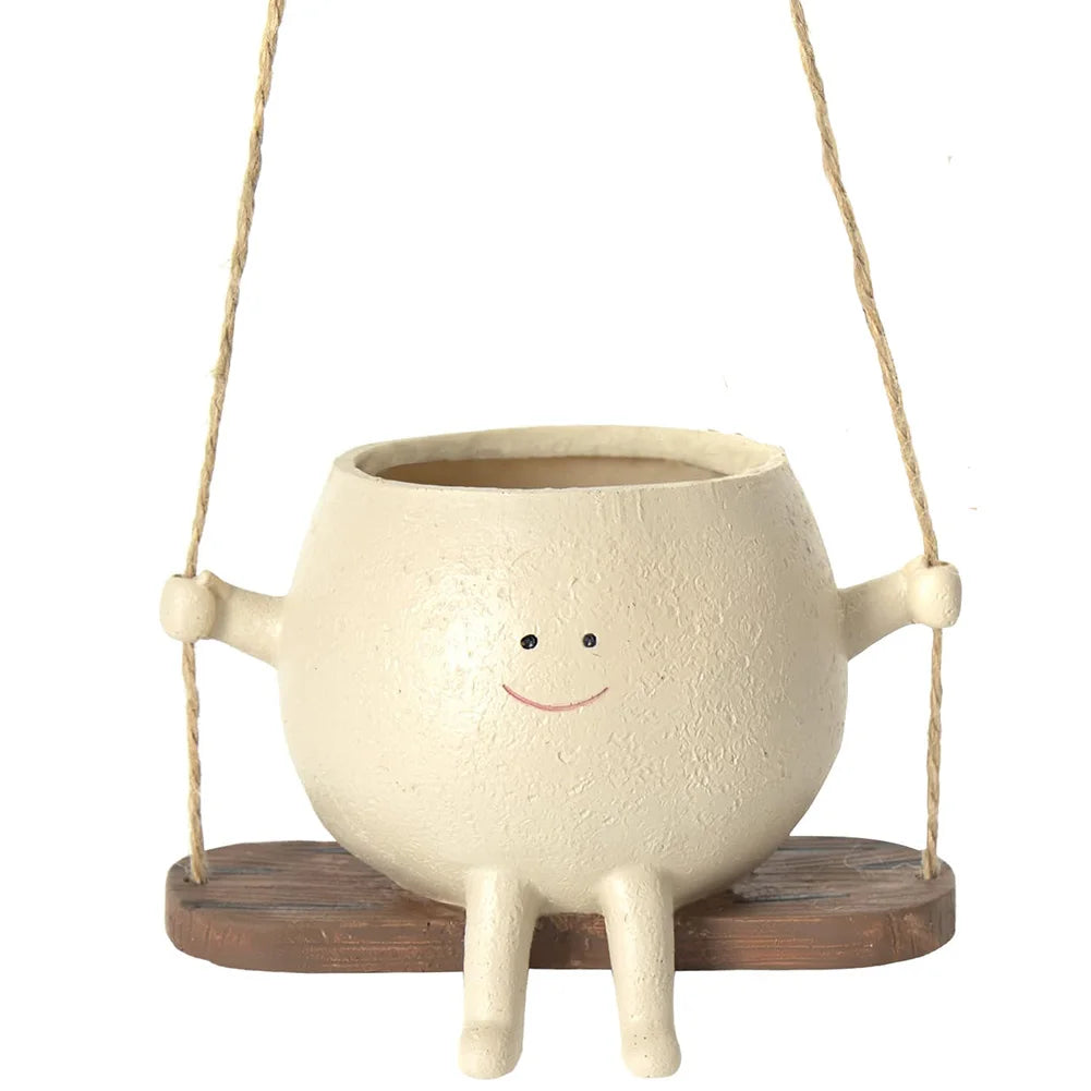 Swing Flower Container Resin Cartoon Flowerpot Creative Wall Hanging Head Planter Multifunctional Home Garden Patio Accessories The Home Essentials