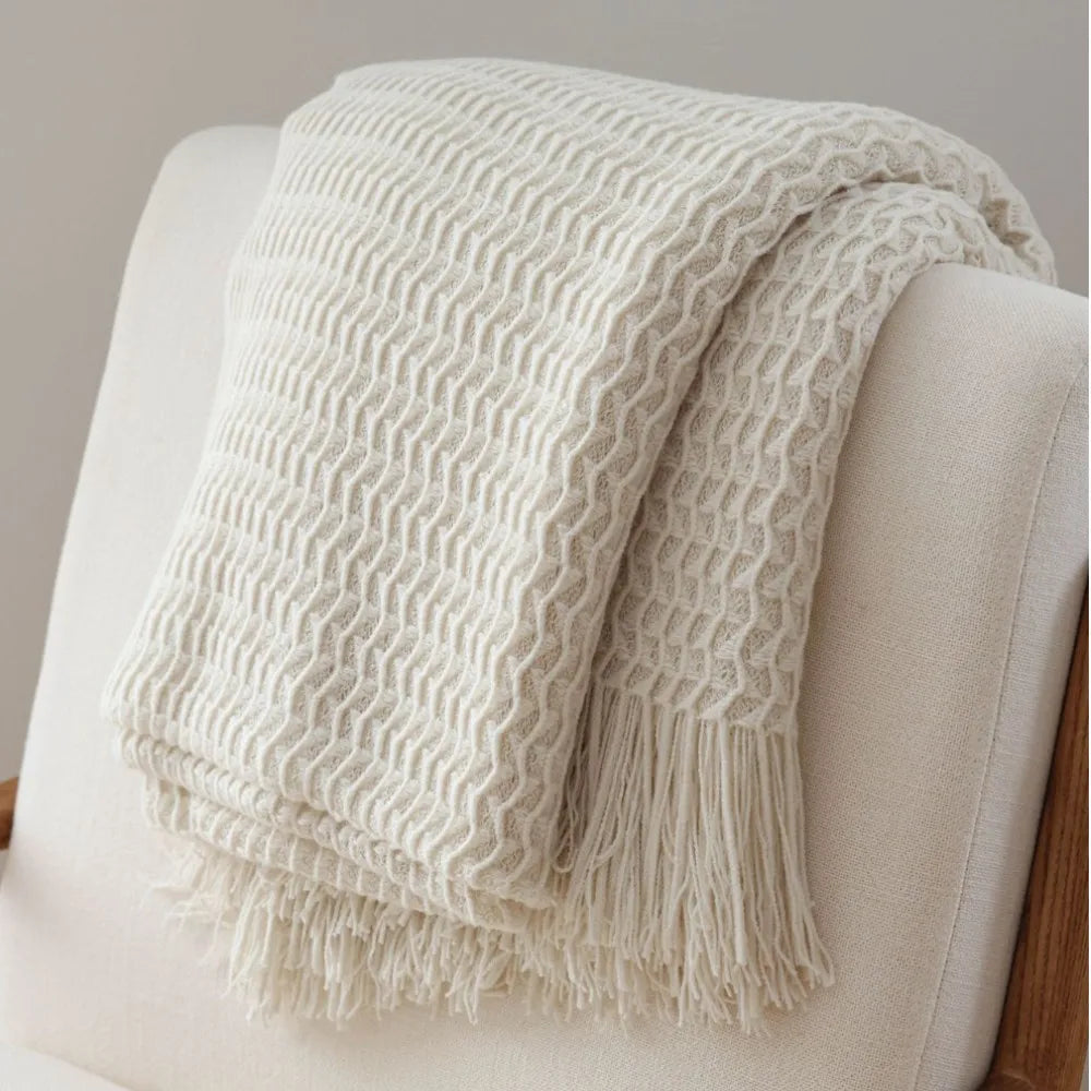 Nordic Knitted Blanket Soft Summer Air Conditioning Sofa Bed Plaid Travel Nap Cozy Blanket with Tassels for Comforter Decor The Home Essentials