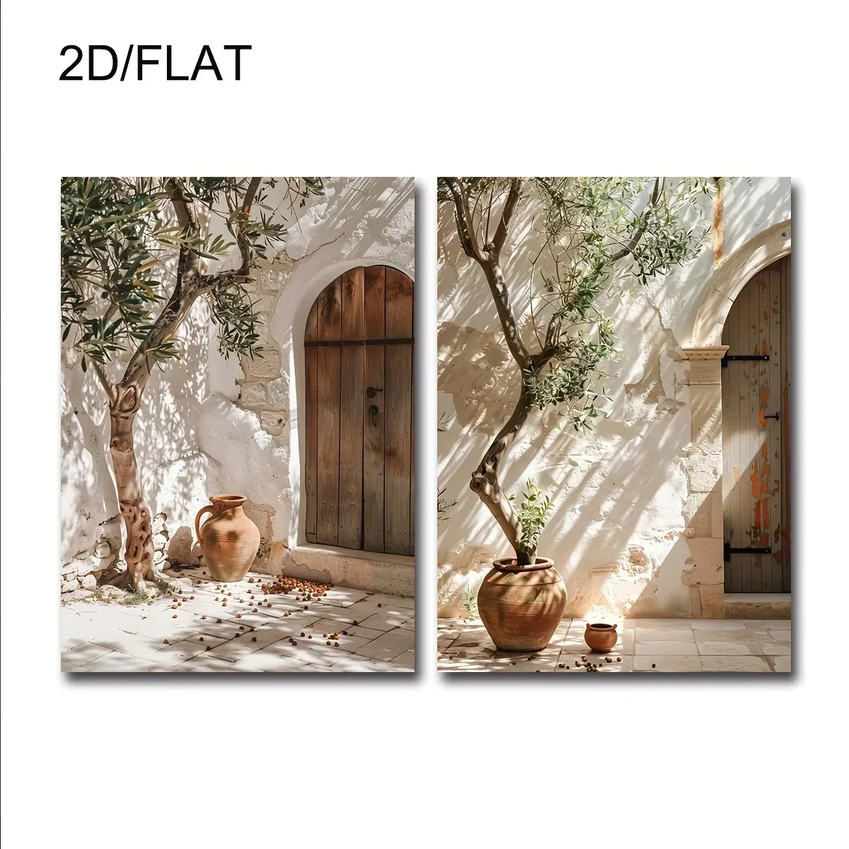 2pcs/set Neutral Olive Tree Shadow Vase Canvas Print Poster Retro Botanical Landscape Art Print Home Decor Art Poster Gifts The Home Essentials