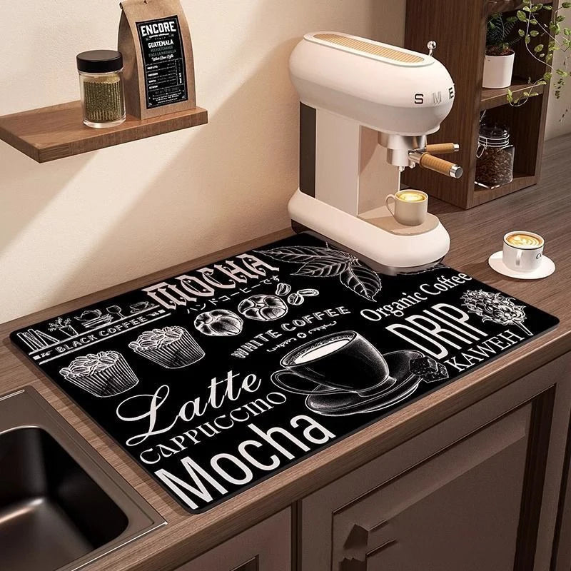 Coffee Machine Mat Waterproof Drain Pad Non-slip Dish Drying Mats for Kitchen Quick Dry Tableware Faucet Placemat Dinnerware The Home Essentials