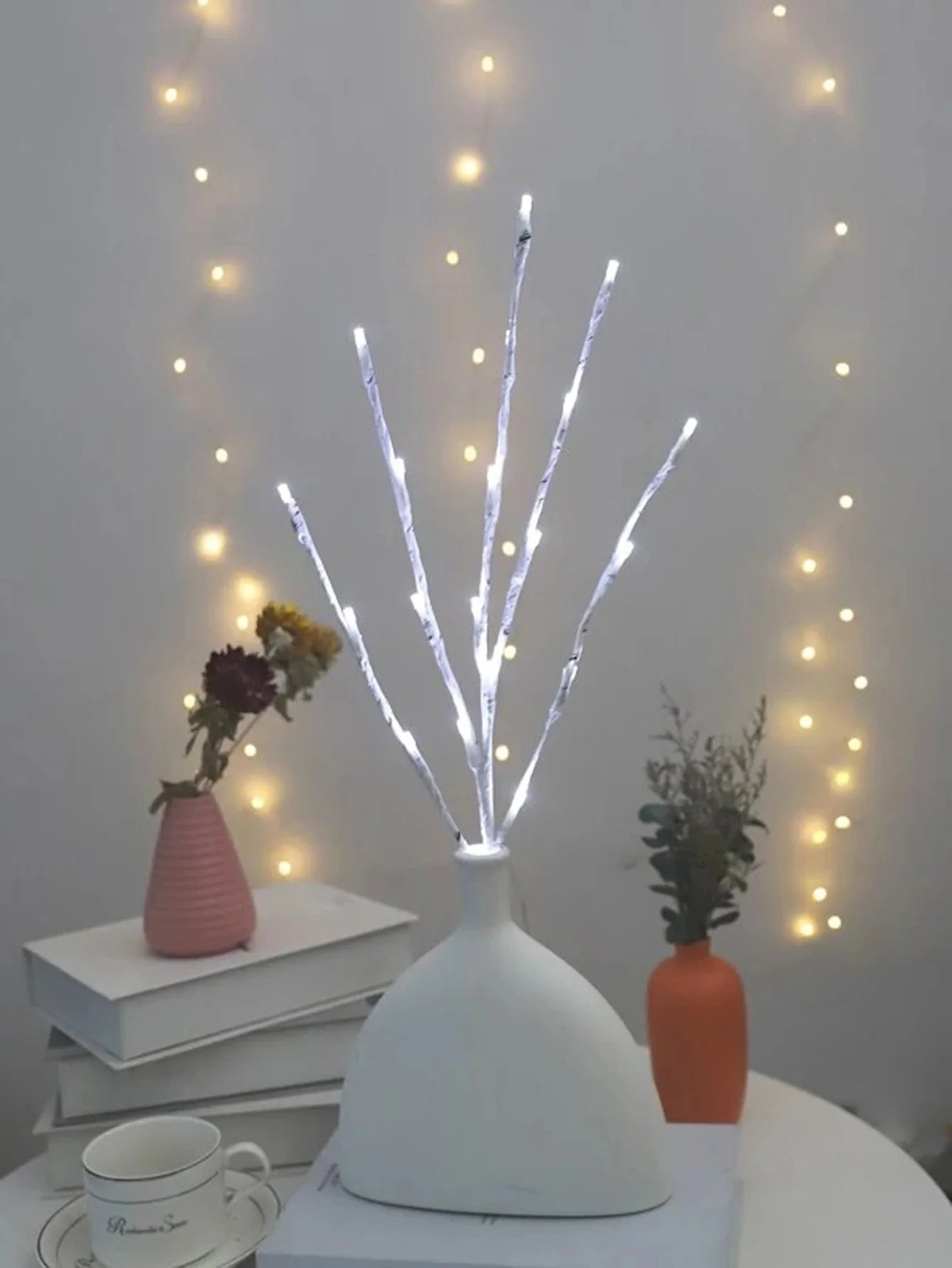 1 PC White Birch Branch Lights Battery Operated 20 LED Fairy Lights Willow Branches for Home Bedroom Inside Outdoor Decoration The Home Essentials
