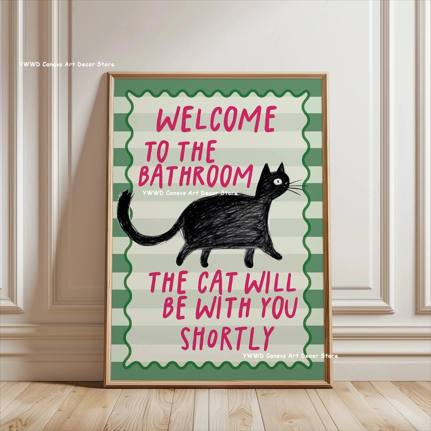 Wash Your Paws Black Cat Animal Canvas Print Funny Bathroom Quote Wall Art Poster for Modern Living Room Toilet Home Decor Gifts The Home Essentials