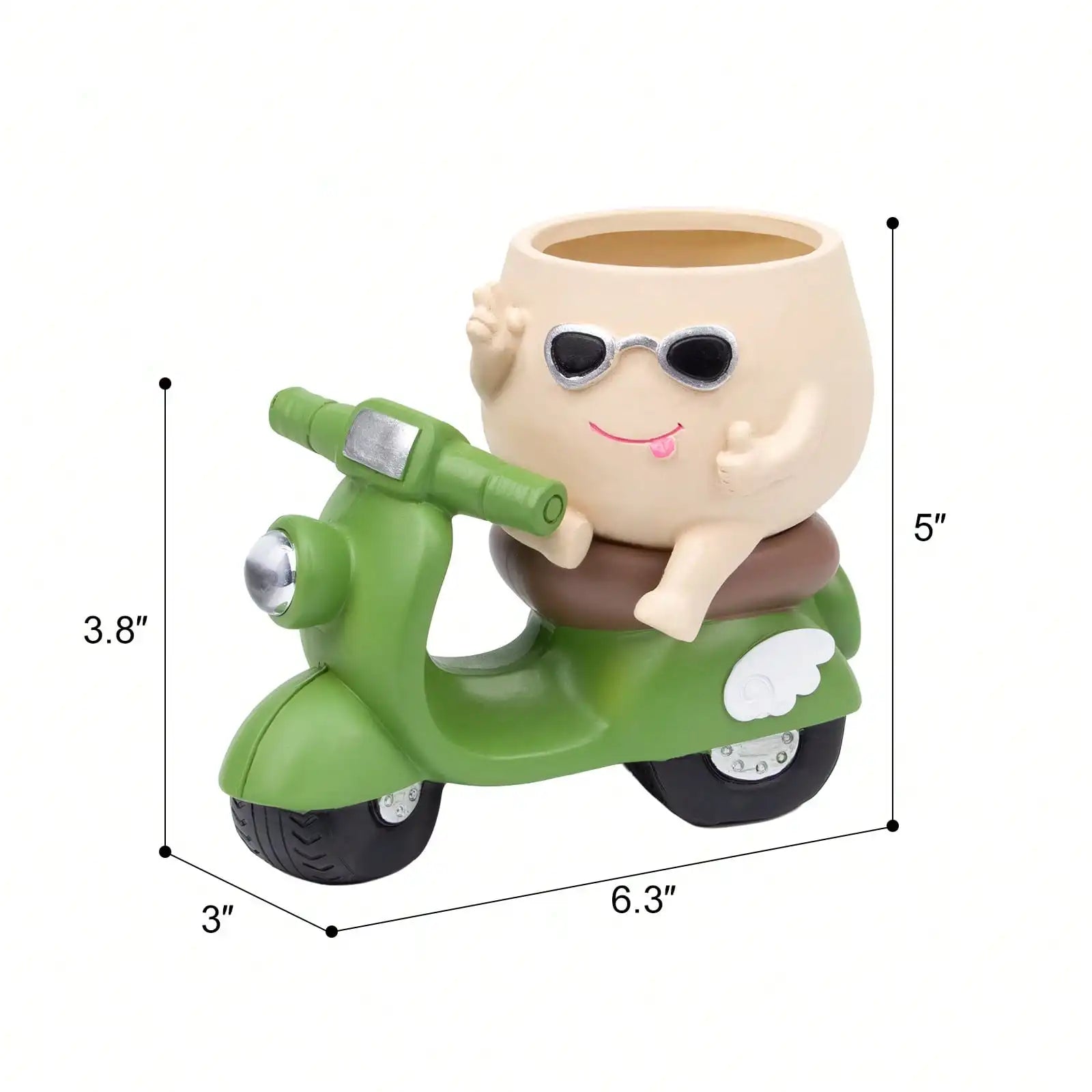 Cute Motorcycle Cartoon Planter, Creative Decorative Pot for Succulents Herbs Small Plants, Indoor Outdoor Home Decoration The Home Essentials