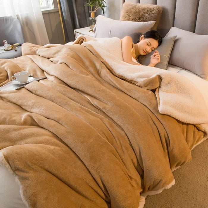 Wool Throw Blanket Keep Warm Winter Bed Blankets Double Sided Queen Duvet Cover Camping Double Bed Cover Bedspread On The Bed The Home Essentials