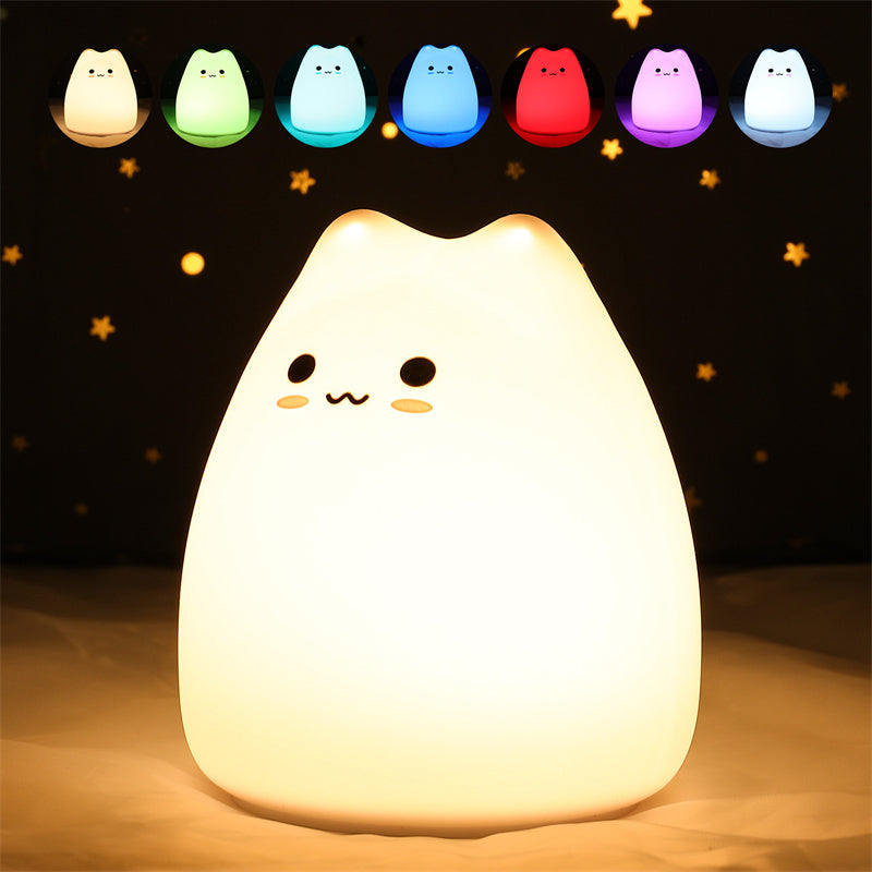 Mini Popular Cat Baby Night Lamp 7-color Pat Touch Color-changing Eye Protection Bedroom Bedside Night Light Gift Children The Home Essentials