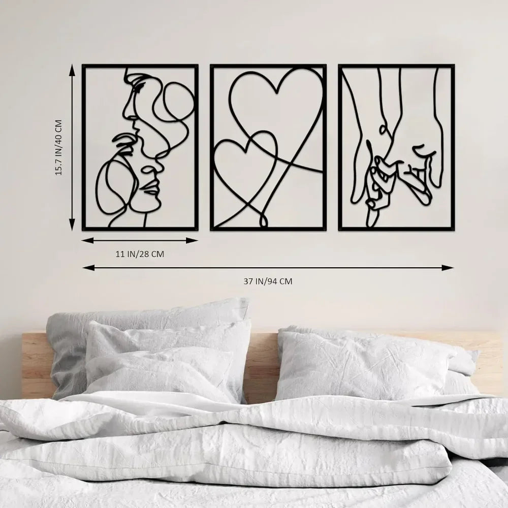 Metal Minimalist Wall Art: Valentine's Day Lover Kiss Design. Modern Décor.Valentine's Kiss Design for Modern Home. The Home Essentials
