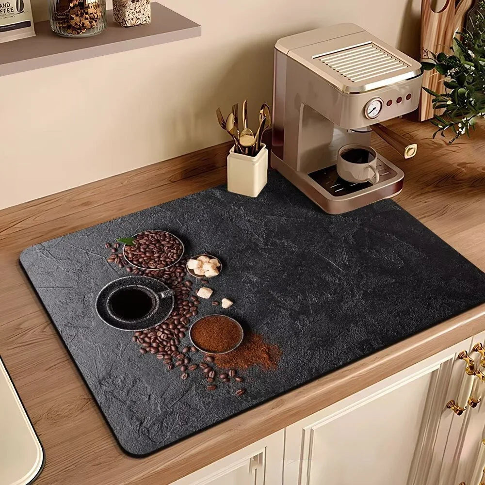 Coffee Machine Mat Waterproof Drain Pad Non-slip Dish Drying Mats for Kitchen Quick Dry Tableware Faucet Placemat Dinnerware The Home Essentials