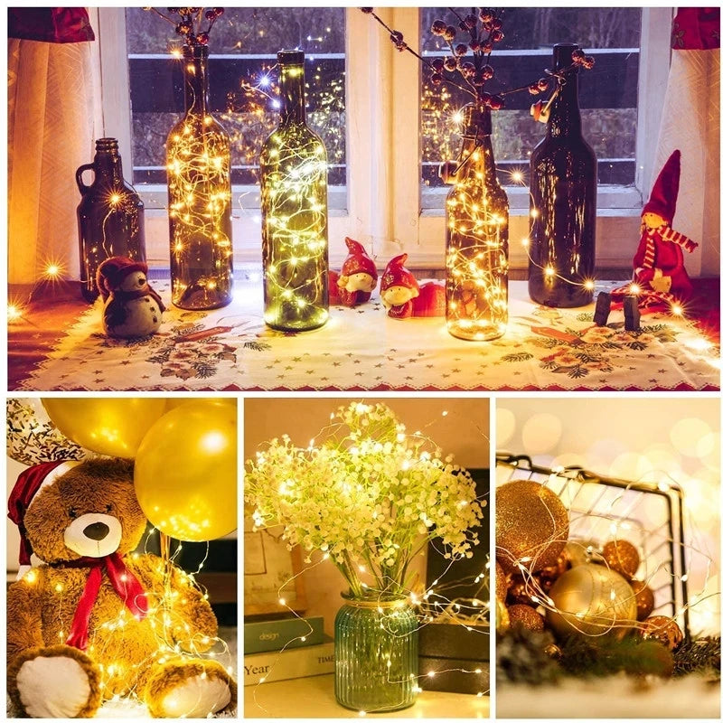 1/5/10pcs Fairy Lights String Button Battery Light Home Decor Living Bedroom Garden Christmas Wedding New Year Ornament Garland The Home Essentials