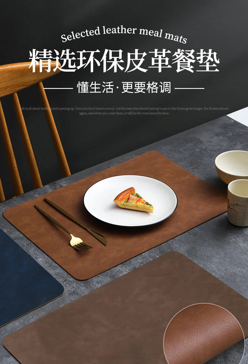 Luxury Placemat Leather Waterproof Double Layer Cowhide  Western Food Mat Hotel Insulation Mat Placemats for Dinning Table The Home Essentials