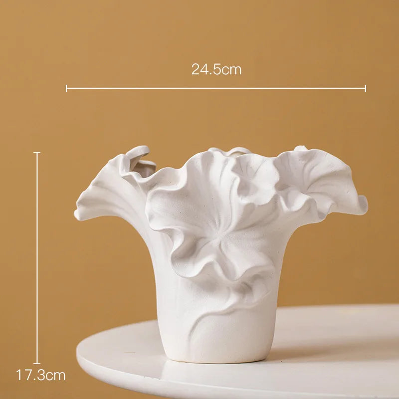Ceramic Vase Handmade Petal Pleats Flower Vase Flower Arrangement Accessories Terrarium Flowerpot Room Decoration Accessories