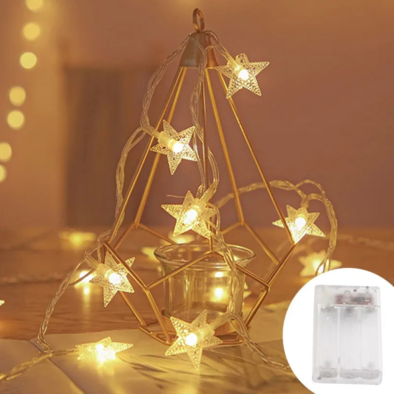 LED Star Fairy Lights Outdoor Chain Lights Garland Bulb String Lights Party Home Wedding Terrace Garden Christmas Decoration The Home Essentials