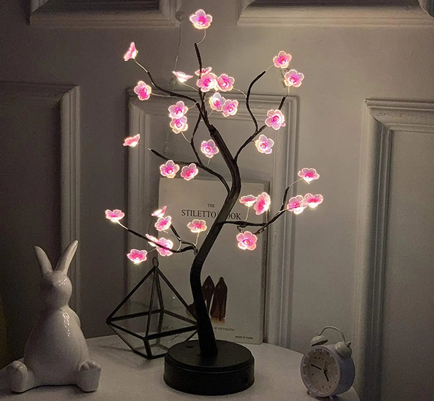 Table Tree Night Light USB/Battery Powered Touch Switch Artificial Bonsai Cherry Blossom Desktop Tree LED Lamp Light Decoration The Home Essentials