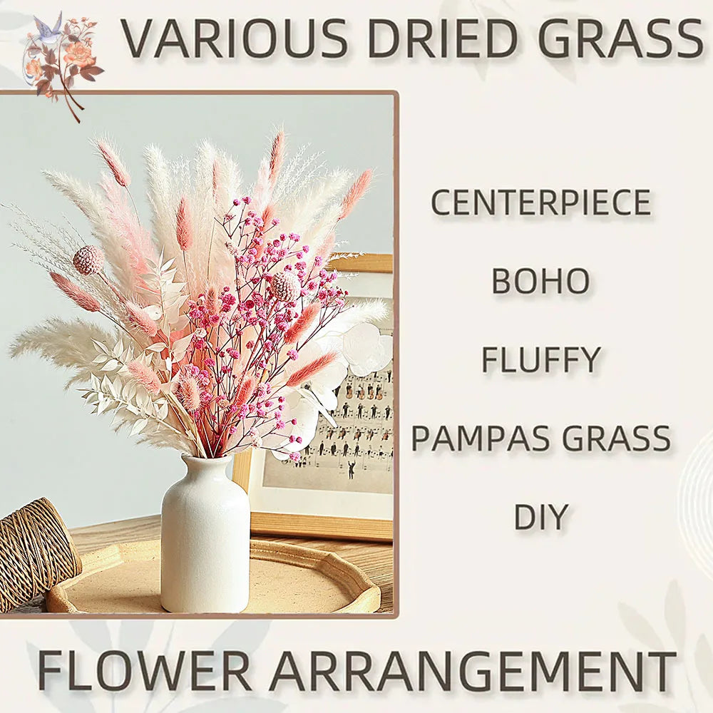 Pink White Dried Flowers Mariage Bouquet Centerpieces for Weddings Natural Pampas Grass Real Gypsophile Nordic Boho Home Decor The Home Essentials