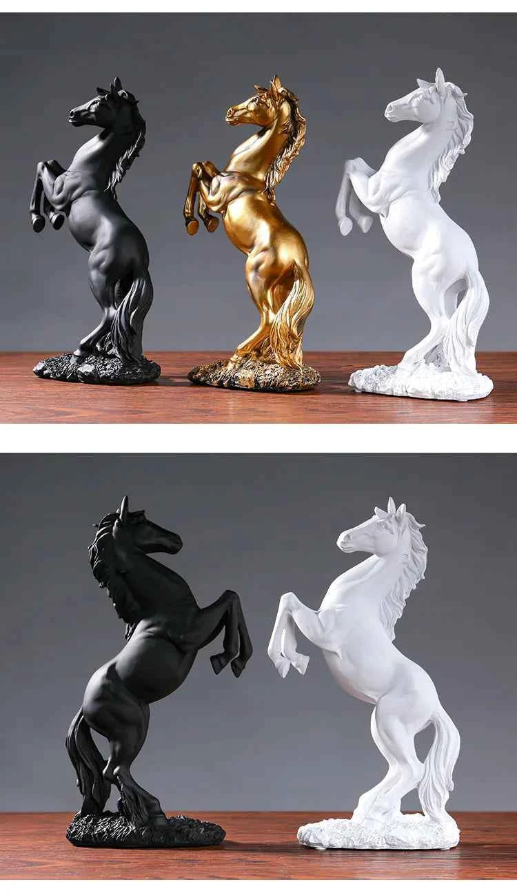 European Style Home Resin Victory Horse Statue, Living Room ，Cabinet,Office Desktop Decoration  Animal Figurines