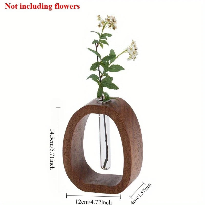 Solid Wood Flower Utensil Creative Flower Arrangement Simple Glass Plant Flower Insert Mini Water-grown Vase The Home Essentials