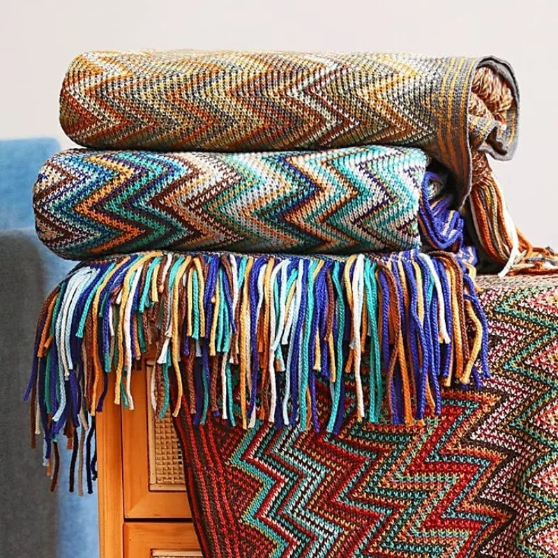 Nordic Knitted Blanket Soft Summer Air Conditioning Sofa Bed Plaid Travel Nap Cozy Blanket with Tassels for Comforter Decor The Home Essentials