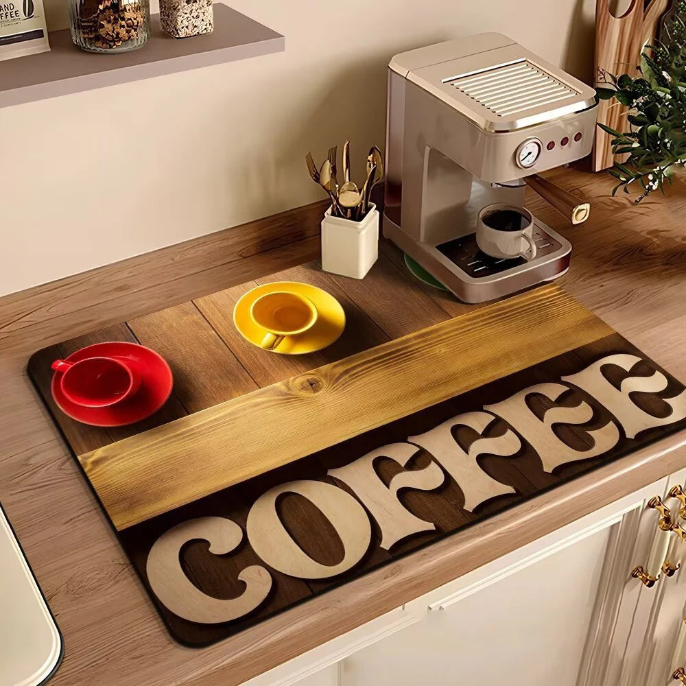Coffee Machine Mat Waterproof Drain Pad Non-slip Dish Drying Mats for Kitchen Quick Dry Tableware Faucet Placemat Dinnerware The Home Essentials