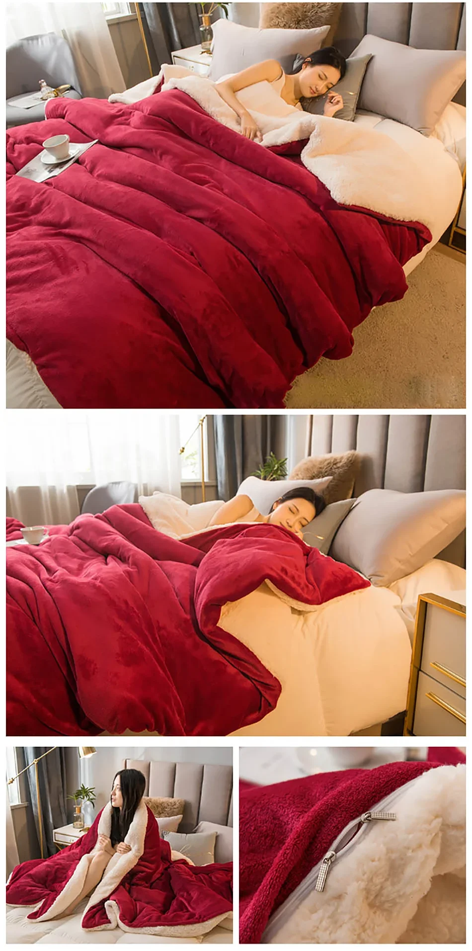 Wool Throw Blanket Keep Warm Winter Bed Blankets Double Sided Queen Duvet Cover Camping Double Bed Cover Bedspread On The Bed The Home Essentials