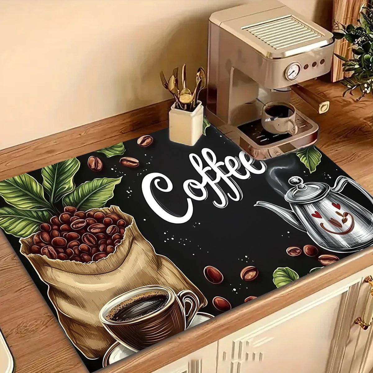 Coffee Machine Mat Waterproof Drain Pad Non-slip Dish Drying Mats for Kitchen Quick Dry Tableware Faucet Placemat Dinnerware The Home Essentials
