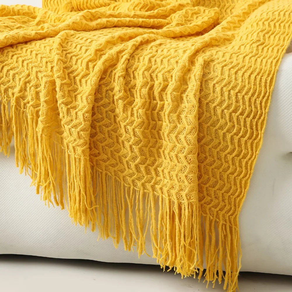 Nordic Knitted Blanket Soft Summer Air Conditioning Sofa Bed Plaid Travel Nap Cozy Blanket with Tassels for Comforter Decor The Home Essentials
