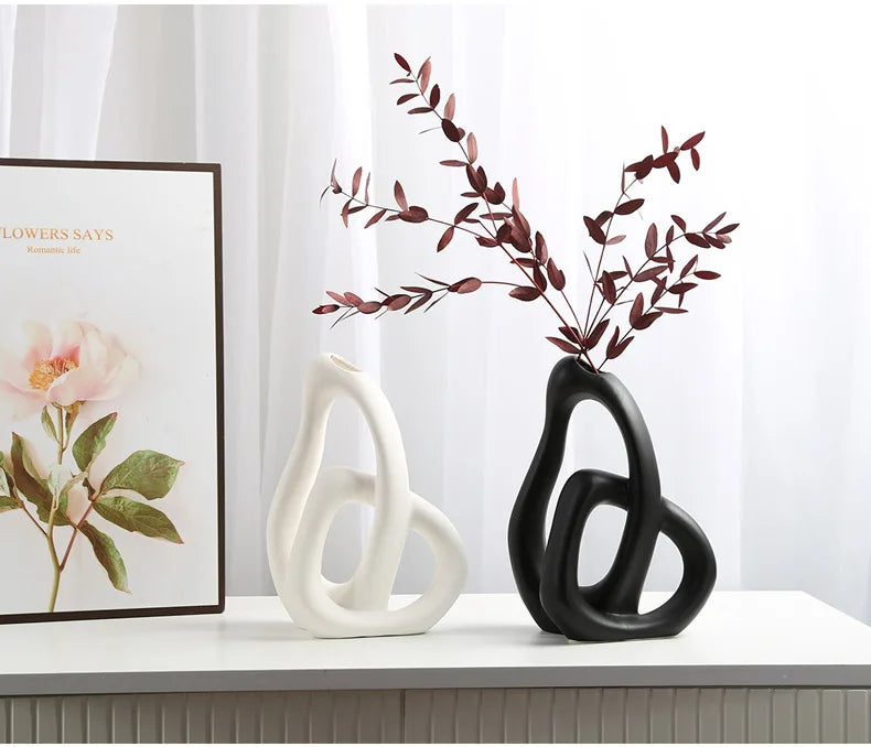 CAPIRON-Abstract Ceramic Vase, Flower Arrangement, Living Room, Table Office, Home Decoration Accessories, Interior Pampas Grass