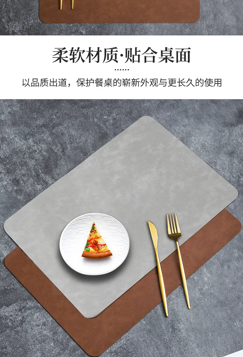 Luxury Placemat Leather Waterproof Double Layer Cowhide  Western Food Mat Hotel Insulation Mat Placemats for Dinning Table The Home Essentials