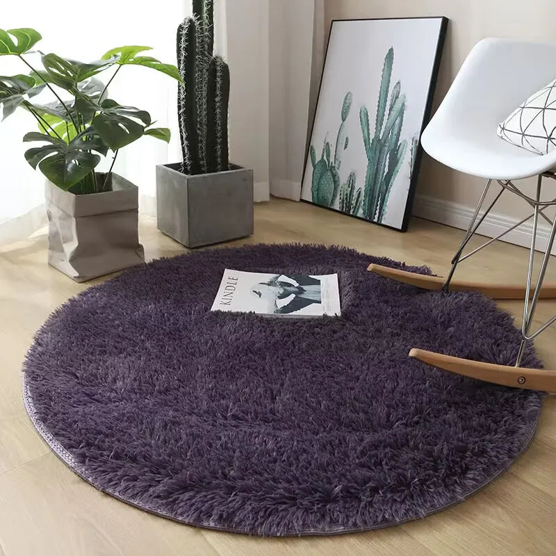 Plush round carpet living Room Decoration Children's Bedroom fluffy white carpet non-slip blanket bedside design Room play mat The Home Essentials