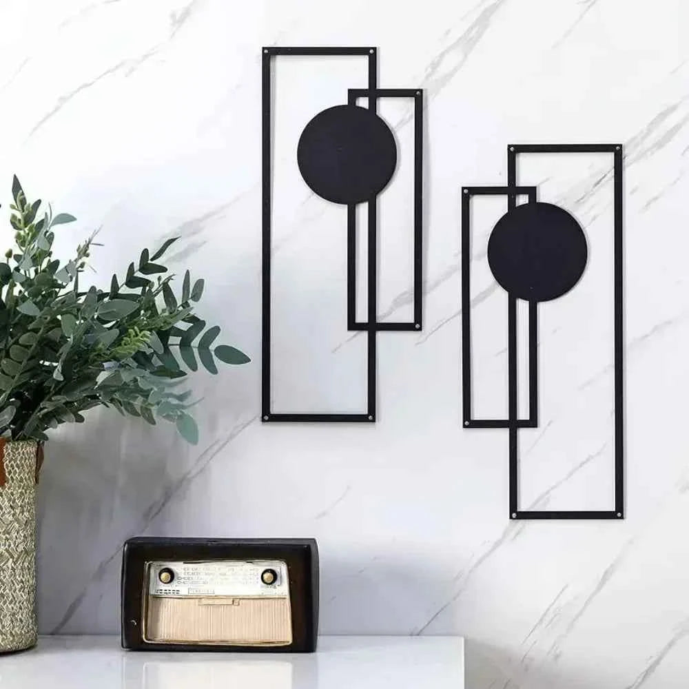 2Pcs Metal Wall Decoration Metal Wall Art Minimalist Wall Art Abstract Metal Vertical Decorations Sculptures Geometric
