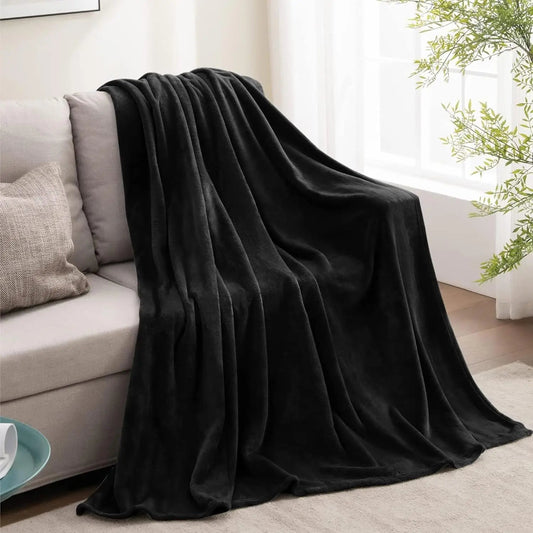 BEDELITE Fleece Blanket Black Throw Blankets for Couch & Bed, Luxury Plush Cozy Fuzzy Blanket 50x60 inches, Super Soft Warm Lightweight Throw Blanket for Travel Camping The Home Essentials