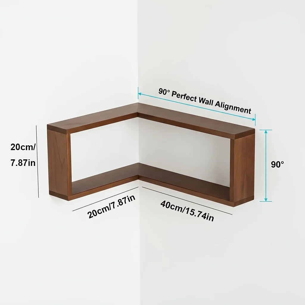 L-Shaped Corner Floating Wall Shelves Wholesale, Wooden Display Shelf with Dividers, Wall Mounted Organizer for Jewelry, Crafts, The Home Essentials