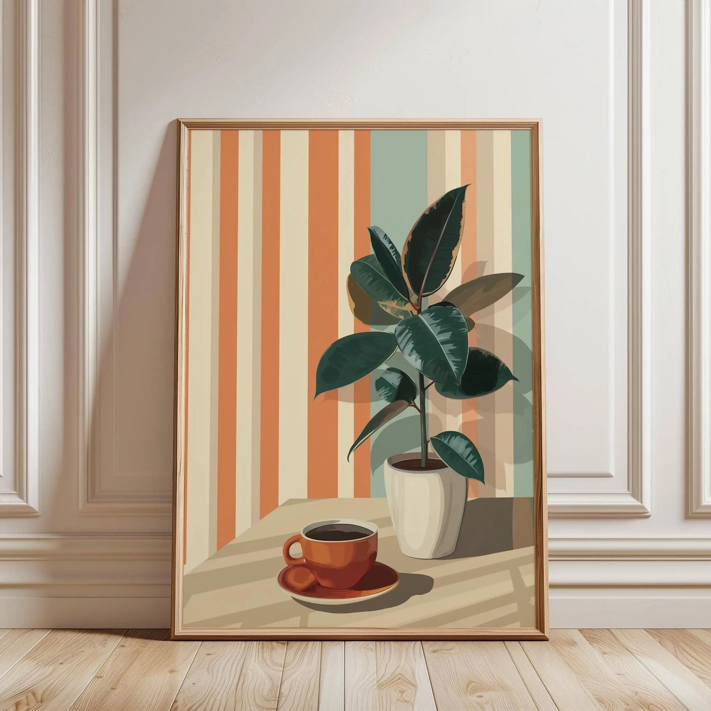 Vintage Coffee Plant Warm Stripes Canvas Prints Poster Retro MinimalistSuitable for Decoration in Living Rooms Bedrooms The Home Essentials