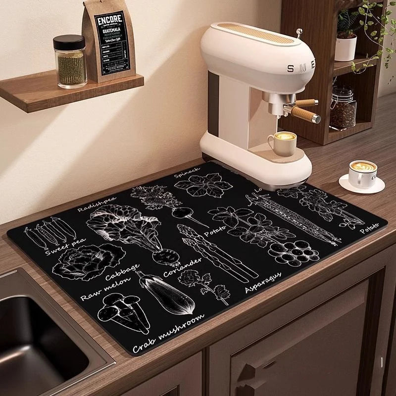 Coffee Machine Mat Waterproof Drain Pad Non-slip Dish Drying Mats for Kitchen Quick Dry Tableware Faucet Placemat Dinnerware The Home Essentials