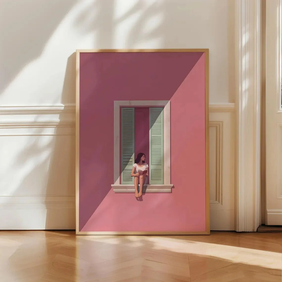Modern Minimalist Style Color Block Windowsill Figure Canvas Painting Abstract Geometric Colorful Window Figure Art Poster Decor The Home Essentials
