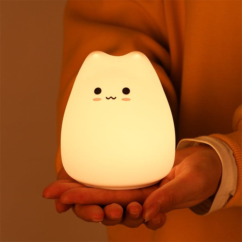 Mini Popular Cat Baby Night Lamp 7-color Pat Touch Color-changing Eye Protection Bedroom Bedside Night Light Gift Children The Home Essentials
