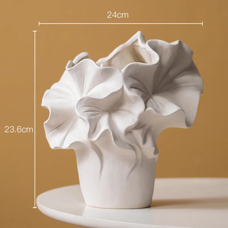 Ceramic Vase Handmade Petal Pleats Flower Vase Flower Arrangement Accessories Terrarium Flowerpot Room Decoration Accessories