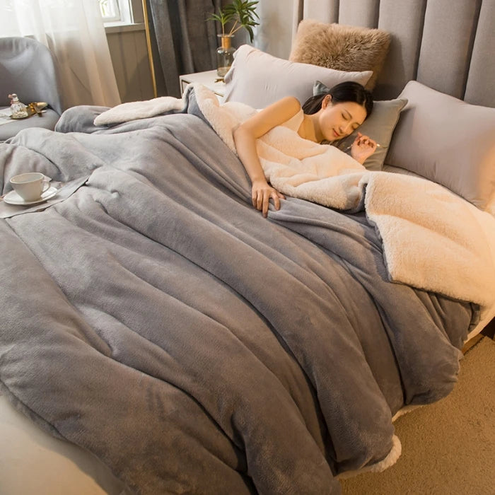 Wool Throw Blanket Keep Warm Winter Bed Blankets Double Sided Queen Duvet Cover Camping Double Bed Cover Bedspread On The Bed The Home Essentials