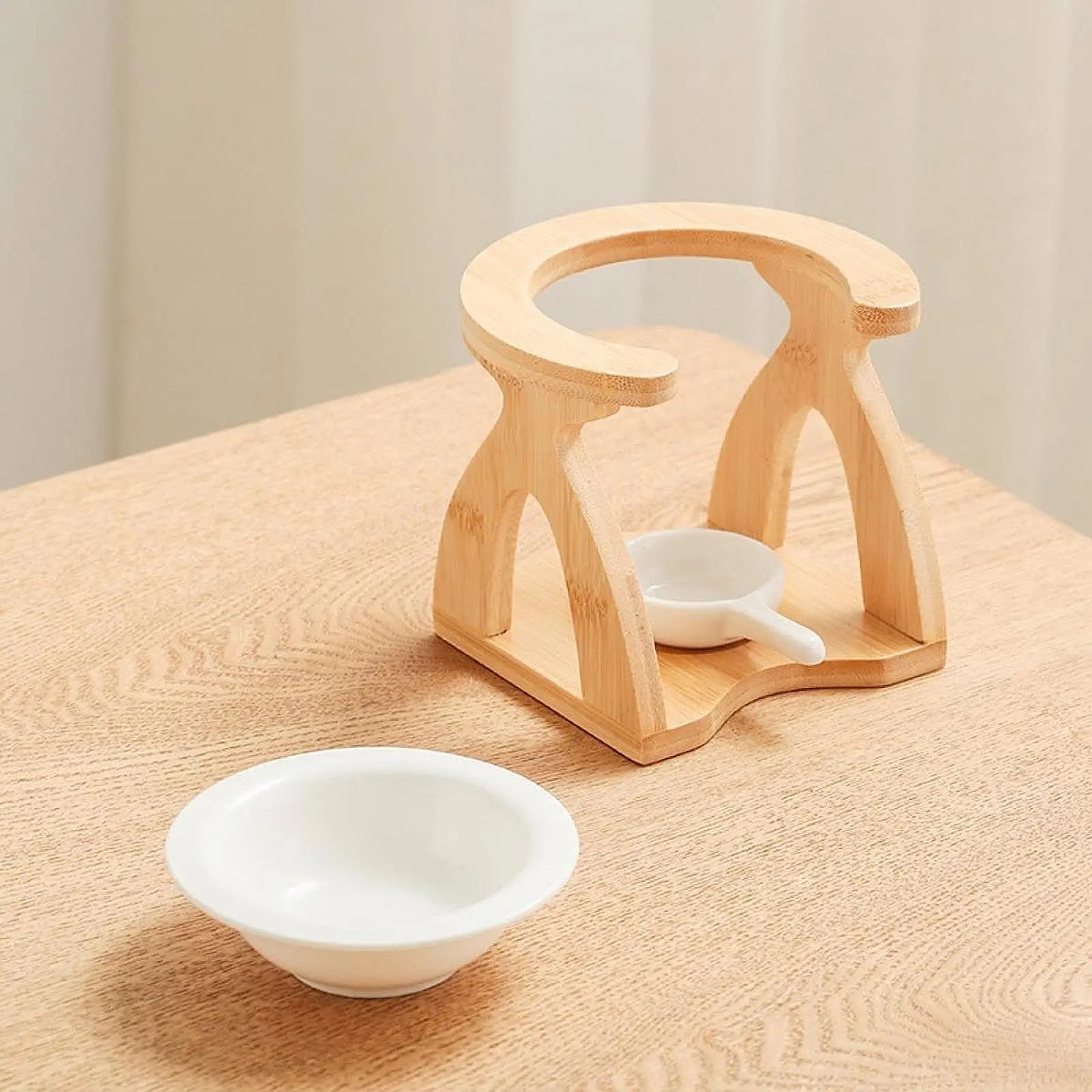 Ceramic Candle Holder Essential Oil Burner Diffuser Furnace Warmer Tealight Candle Wood Base Lamp Porcelain Living Room Decor The Home Essentials