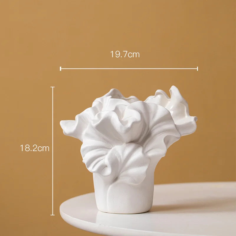 Ceramic Vase Handmade Petal Pleats Flower Vase Flower Arrangement Accessories Terrarium Flowerpot Room Decoration Accessories