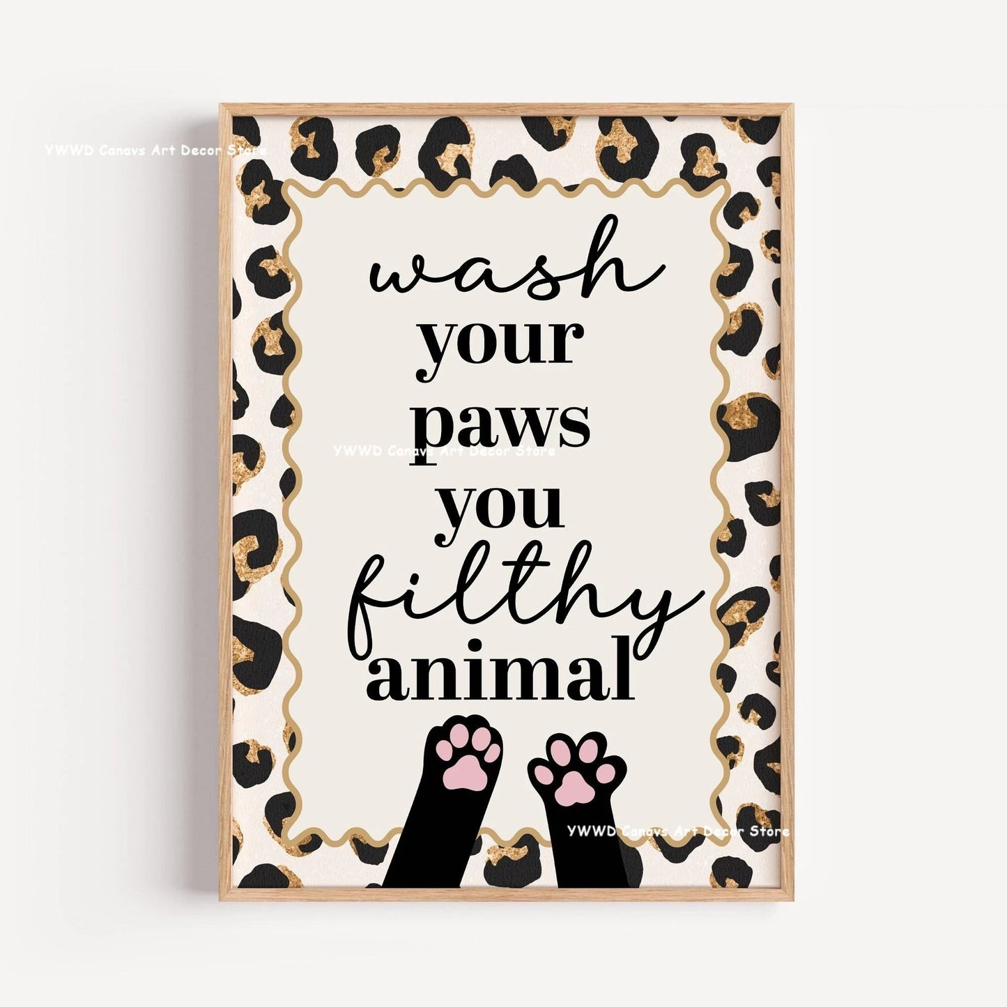 Wash Your Paws Black Cat Animal Canvas Print Funny Bathroom Quote Wall Art Poster for Modern Living Room Toilet Home Decor Gifts The Home Essentials